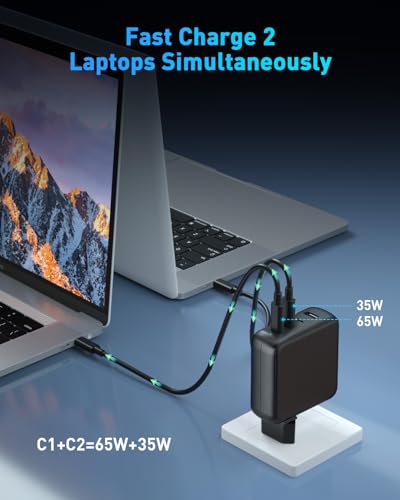 100W USB C Charger, 4 Port USB-C Fast Charger Block Plug Compatible with MacBook Pro/Air, iPad/Pro/Air/Mini, iPhone 16/15, Galaxy S24/S23 & Plus, PPS, 2m C to C Cable Included