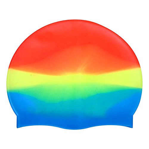 Swimming Cap,Dream Wings Waterproof Silicone Unisex Swimming Hat Multicolor Long Hair Hat for Women and Men for Water Sports (03)