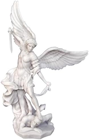 TLT 14.5 Inch White Resin in Marble Finish Archangel St. Michael Figurine