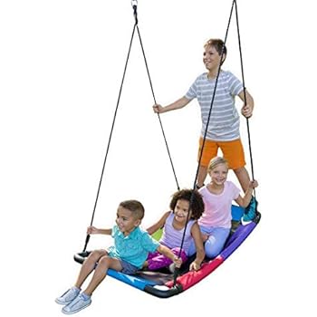swing platform tree inflatable padded curved hearthsong holds pillow colored rainbow multi frame outdoor