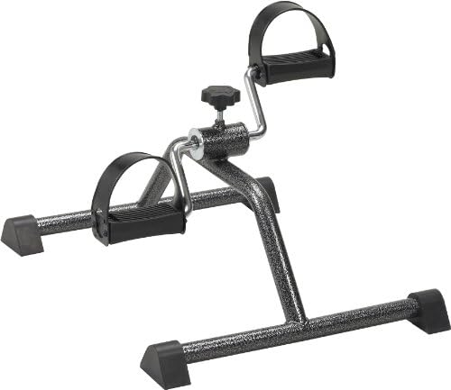 MDS Online Mini Exercise Bike, Portable Pedal Exerciser, Silver, LCD Display, Friction Resistance, Indoor Use