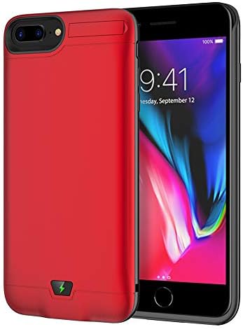 Battery Case for iPhone 6 Plus/6S Plus/7 Plus/8 Plus, 8500mAh Portable Charging Case Protective Rechargeable Charger Case Extended Battery Compatible with iPhone 6 Plus,6S Plus,7 Plus,8 Plus (Red)