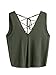 MakeMeChic Women's Lace Up V Neck Knit Crop Tank Top
