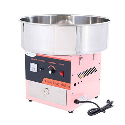 20" Commercial Electric Cotton Candy Machine Candy Floss Maker with Sugar Scoop and Big Drawer Pink