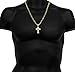 Mens Gold Tone Stardust Curved Cross Thick Pendant Hip-hop 6mm 24