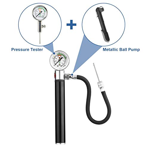 Apaix Ball Pump with Pressure Gauge, Portable Air Inflator Pump w/Air
