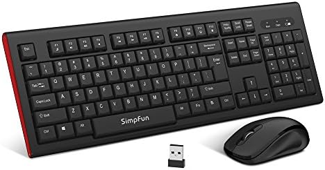 Wireless Keyboard Mouse Combo Full Size Concave Keys Multimedia Keyboard Waterproof Keyboard and Mouse Sets for Windows Laptop Notebook PC Desktop Computer