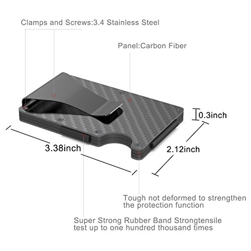 Slim Wallet Money Clip, Minimalist Carbon Fiber RFID blocking Credit Card Holder Front Pocket Wallet Business Bank Card Holder for Men and Women (Carbon Fiber)