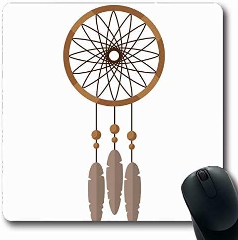 LifeCO Computer Mousepads Dream Catcher Feather Retro Circle Culture Defense Drawing Design Oblong Shape 7.9 x 9.5 Inches Oblong Gaming Mouse Pad Non-Slip Rubber