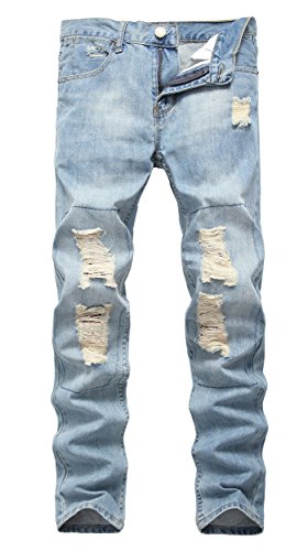 Men s ripped skinny distressed destroyed straight fit j…