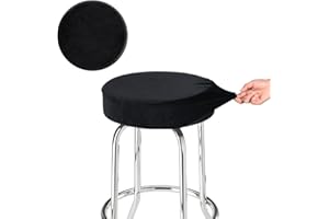 SINOSSO Bar Stool Cover, Super Soft Velvet Dia.11-13" Round Stretchy Washable Dustproof Slipcover for Upholstered Furniture (S, Black,1 Count)