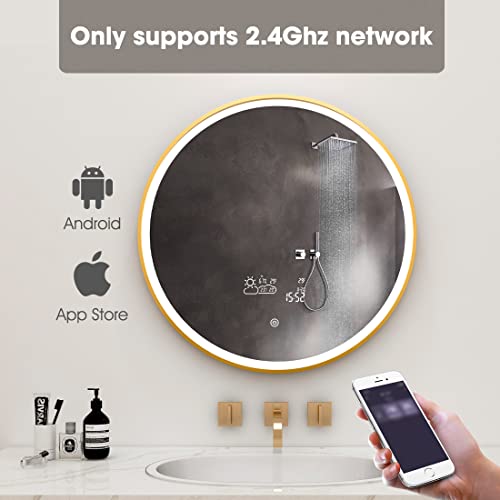BYECOLD 28" Round Smart Mirror Bathroom Vanity Lighted Makeup Mirror
