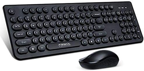 Onlywe Wireless Keyboard Mouse Combo,2.4G Retro Round Keycaps Thin PC Laptop Gaming Keyboards Mouse Set (Black)
