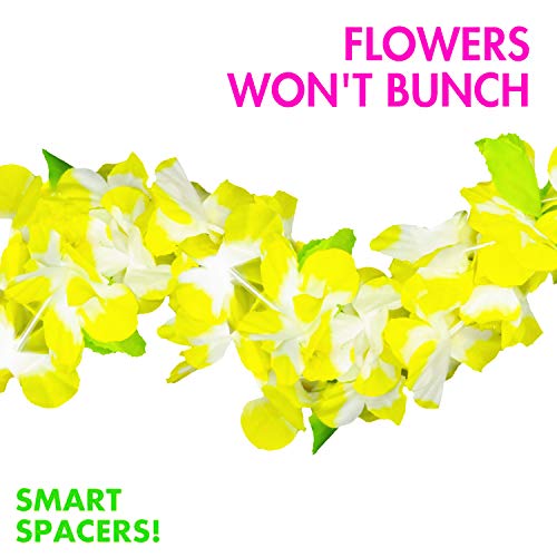 BOSHENG Yellow Flower Leis Necklaces for Summer Party Event,Set of 12