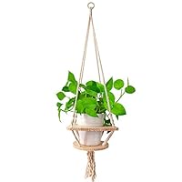 Moyeno Macrame Plant Hangers Indoor Wall Hanging Plant, Hanging Planters for Indoor Plants Holder Pure Cotton Rope Home Boho Decor, Wood Plant Hanger with Hook, 41inch