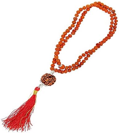 Mystic Banana 4 Mukhi Rudraksha Kanthi Mala with Silver Cap with 108 and 1 Beads of 6 mm Holy Basil Rosary Meditation Yoga Jaap Mala