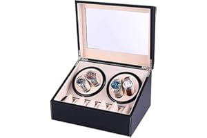 SHZICMY Automatic Watch Winder Collector Display,4+6 Automatic Rotation Leather Wood Watch Winder Display Box for Man/Woman's Watches (Black)