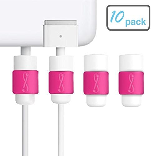 LimitStyle Charging Cord Saver Protector for MagSafe (for MacBook Pro and MacBook Air - Protective for Apple Macbook power Cables (Deep Red, 10 Pack)