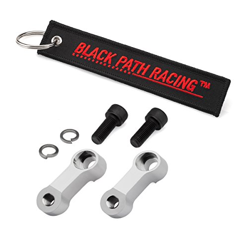 Black Path - Fits Kawasaki Mirror Extenders Vulcan 500 + 750 + 800 + 900 + 1500 + 1600 + 1700 + 2000 10mm Threaded Mirrors Motorcycle Risers 1.5" Up + 2" Out (Silver) T6 Billet