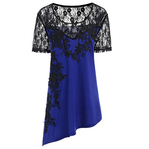 Click Here to See More Images NREALY Fashion Womens Summer Appliques Blouse Floral Lace Plus Size T-shirt Tops Tee