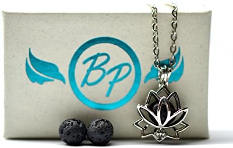 Petite Lotus Essential Oil Necklace / 18" Stainless Steel Chain - Aromatherapy Gift (Lemon)