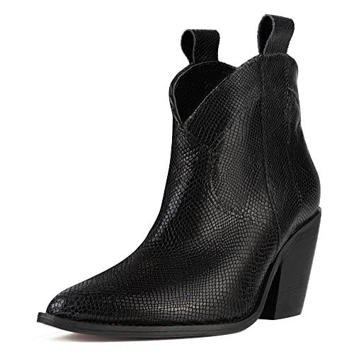 L37 Woman`s Fashion Electric Feel Genuine Leather Classic Ankle Boots Black 37 EU