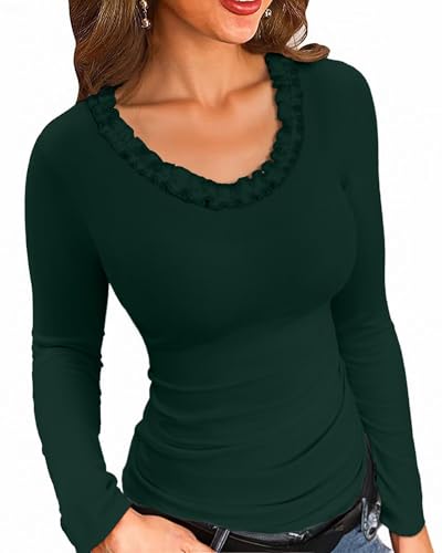 Vichyie Scoop Neck Ribbed Knit Shirt