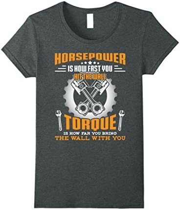 Womens Diesel Mechanic Shirts Funny - Horsepower Torque XL Dark Heather
