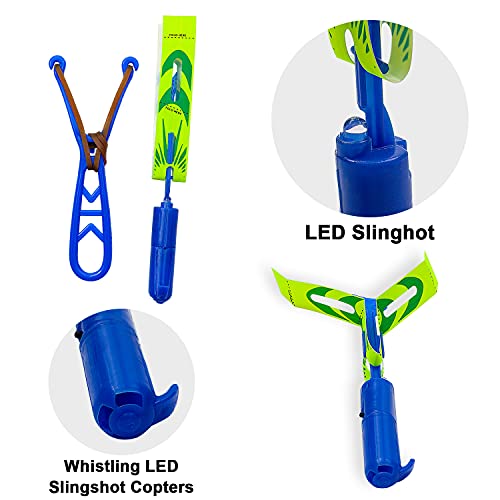 Slingshot Flying with LED Lights Glow The Dark Party,12 Launchers + 12
