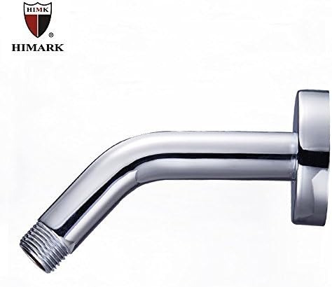 HIMARK Shower Arm Solid Brass 6 Inch Wall Mount Shower Arm Extension With Shower Arm Flange Rain Shower Head Arm Polish Chrome