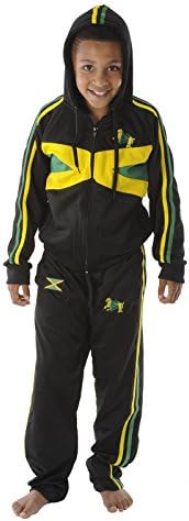 rasta4real CHILDRENS - LION OF JUDAH Rasta JAMAICA FLAG HOODIE TRACKSUIT- Size 11-12Y