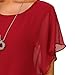 VIISHOW Women's Loose Casual Short Sleeve Chiffon Top T-Shirt Blouse Red Size Small