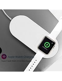 VRURC   Cargador inalámbrico para Apple Watch, 2 en 1, soporte de carga compatible con iPhone XS XS Max XR X 8 Plus Series 3 2 1(X2)