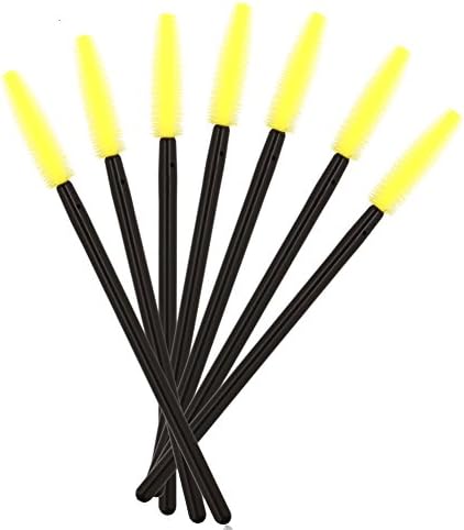 MELADY Silicone Disposable Eyelash Brushes Mascara Wands Applicator Makeup Kits (Pack of 200pcs, Yellow(Pyramid-shaped))