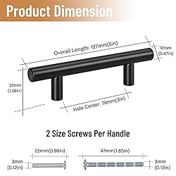 Glattever 10 Pack Cabinet Handles Matte Black