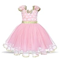 HNXDYY Little Girls Polka Dot Sleeveless Sweet Fancy Birthday Dress Size (90) 1-2 Years Pink