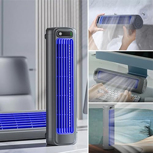 TERRIFI Portable Air Conditioner, Quiet Cooling Fan with 3 Speeds, LED Touch Screen, Rechargeable, 24h Long-Lasting Battery Life (Gray)