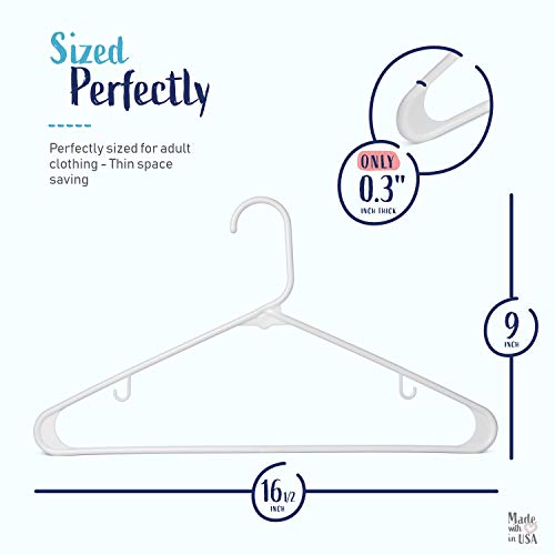Hangorize 60 Standard Everyday White Plastic Hangers, Long Lasting Tubular Clothes Hangers, Value Pack of 60 Clothing Hangers. (60 Pack) - Thumbnail 6