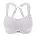 SYROKAN Women's High Impact Underwire Full Support Padded Mesh Active Sports Bra White 42DD