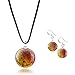 Chuvora Murano Glass Golden Stardust Sunset Sky Red Yellow Round Pendant Necklace, 18-20 inches