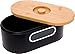 2-in-1 Modern Bread Box with Bamboo Cutting Board Lid - Space Saving Bread Bin by Mindful Design (Black)