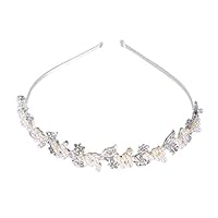 ULTNICE Rhinestone and Pearl Wedding Hairband Bride Bridal Headband Tiara Hair Accessories (Sliver)