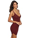 MakeMeChic Women's Sexy Deep V Neck Bodycon Club Night Party Mini Dress