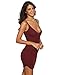 MakeMeChic Women's Sexy Deep V Neck Bodycon Club Night Party Mini Dress Burgundy S