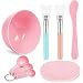 Facemask Mixing Tool Sets, Teenitor DIY Face Mask Mixing Bowl Set include Facial Mask Mixing Bowl Stick Spatula SiliconeCream Mask Brushes Gauges Puff, Pack of 8, Pink primary