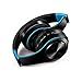 Wireless Headphones Bluetooth Headset Foldable Headphone Adjustable Earphones,Black Blue