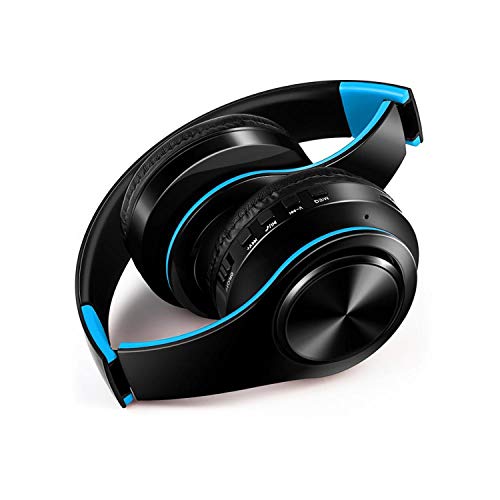 Wireless Headphones Bluetooth Headset Foldable Headphone Adjustable Earphones,Black Blue