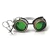 Steampunk Victorian Style Goggles with Compass Design, Emerald Green Lenses & Ocular Loupe