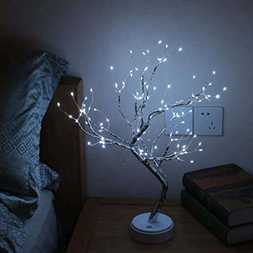 LEIGINAL Bonsai Tree Lights for Cute Room Decor, Artificial Tree Lamp for Living Room, USB Table top Fairy Light Spirit Tree, Home Decorations, Weddings… (Pure White, 108 LED)
