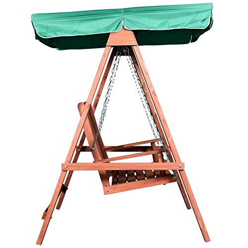Outsunny Gartenschaukel für 2 Personen, Hollywoodschaukel, Schaukelbank mit Dach, Massivholz, Grün, 160 x 120 x 165 cm – Bild 6